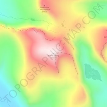 Beinn Dearg topographic map, elevation, terrain