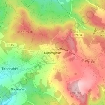 Kottengrün topographic map, elevation, terrain
