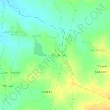 Guddelugulapally topographic map, elevation, terrain