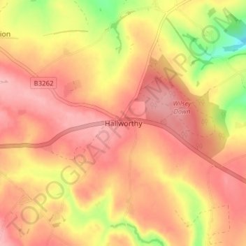 Hallworthy topographic map, elevation, terrain