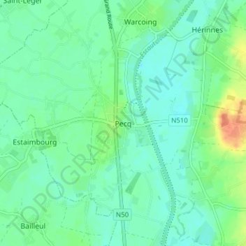 Pecq topographic map, elevation, terrain