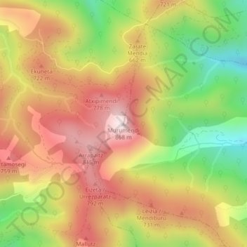 Murumendi topographic map, elevation, terrain
