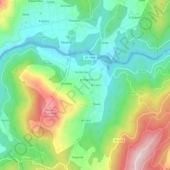 Paraño topographic map, elevation, terrain