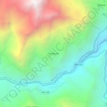 Chucllush topographic map, elevation, terrain