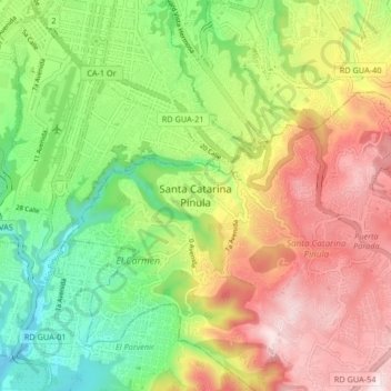 Santa Catarina Pinula topographic map, elevation, terrain