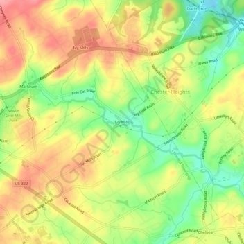 Ivy Mills topographic map, elevation, terrain