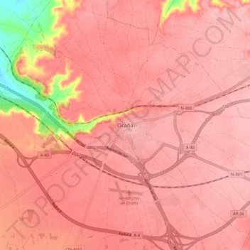 Ocaña topographic map, elevation, terrain