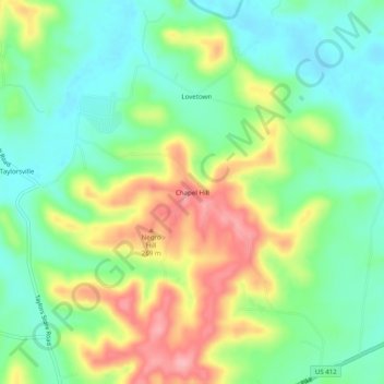 Chapel Hill topographic map, elevation, terrain