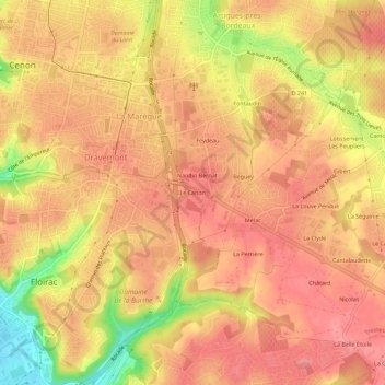Le Canon topographic map, elevation, terrain