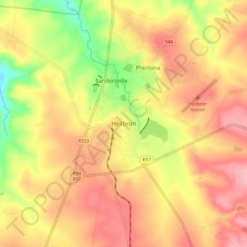 Heilbron topographic map, elevation, terrain