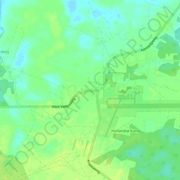 Zanderij topographic map, elevation, terrain