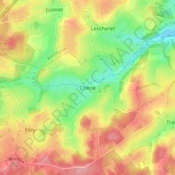 Chêne topographic map, elevation, terrain