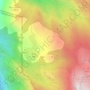 Monte el Travieso topographic map, elevation, terrain