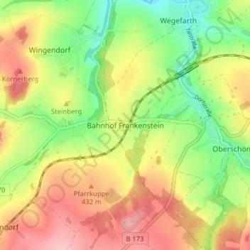 Bahnhof Frankenstein topographic map, elevation, terrain