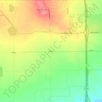 Kahler topographic map, elevation, terrain