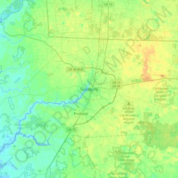 Salisbury topographic map, elevation, terrain