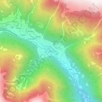 San Bernardo topographic map, elevation, terrain