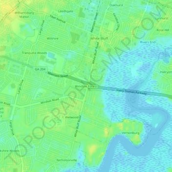 Windsor Forest topographic map, elevation, terrain