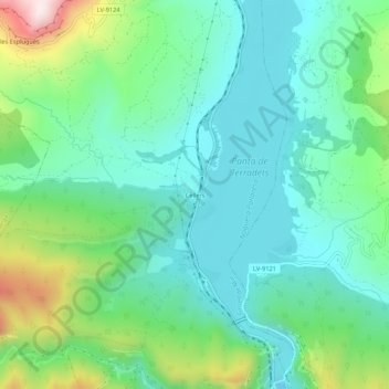 Cellers topographic map, elevation, terrain