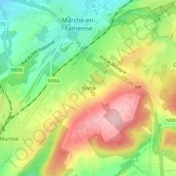 Waha topographic map, elevation, terrain