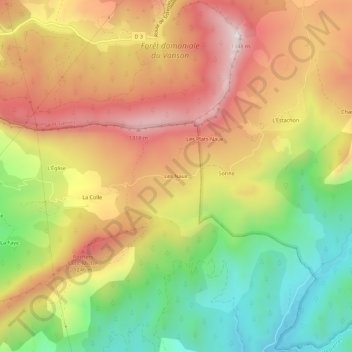 Les Naux topographic map, elevation, terrain
