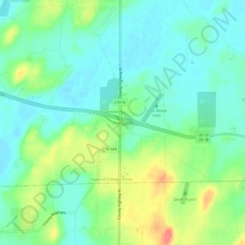 Door Creek topographic map, elevation, terrain