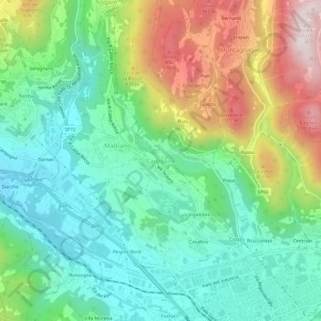 Canzolino topographic map, elevation, terrain
