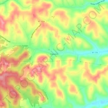 Hayward topographic map, elevation, terrain