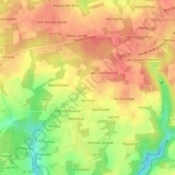 Kerantorrec topographic map, elevation, terrain