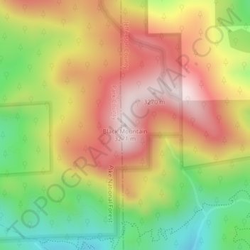 Black Mountain topographic map, elevation, terrain