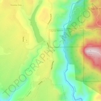 Magalia topographic map, elevation, terrain