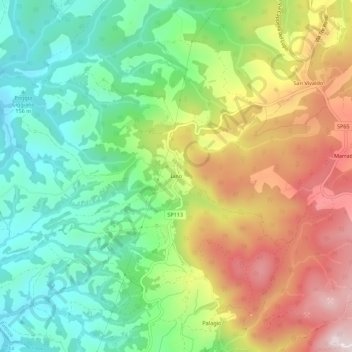 Iano topographic map, elevation, terrain