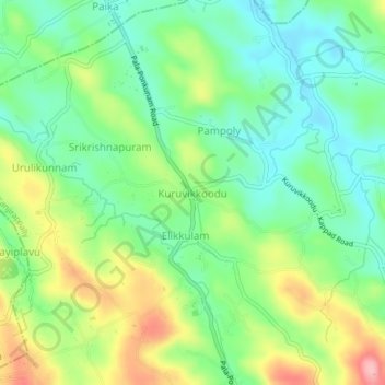 Kuruvikkoodu topographic map, elevation, terrain