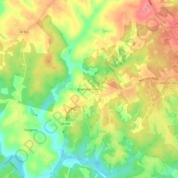 Blueridge Forest topographic map, elevation, terrain