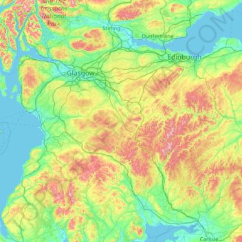 Lanarkshire topographic map, elevation, terrain
