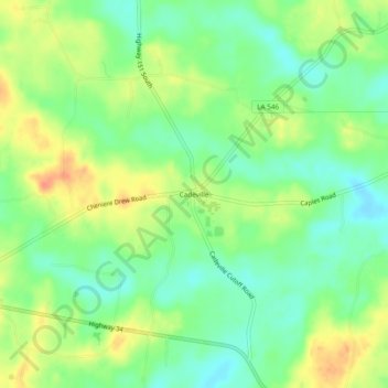 Cadeville topographic map, elevation, terrain