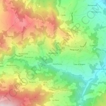 Monteleone topographic map, elevation, terrain