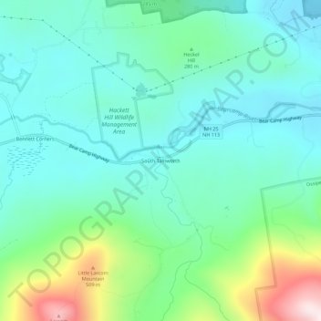 South Tamworth topographic map, elevation, terrain