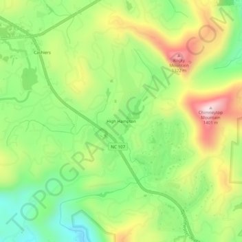 High Hampton topographic map, elevation, terrain
