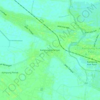 Kampung Berangan topographic map, elevation, terrain
