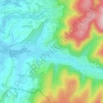 Münchweier topographic map, elevation, terrain