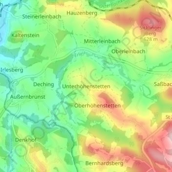 Unterhöhenstetten topographic map, elevation, terrain