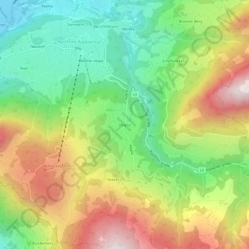 Hygna topographic map, elevation, terrain