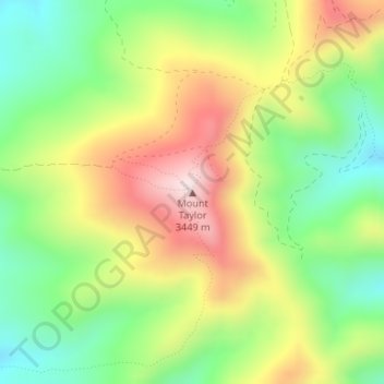 Mount Taylor topographic map, elevation, terrain