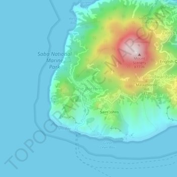 The Bottom topographic map, elevation, terrain