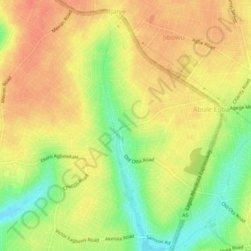 Ekoro topographic map, elevation, terrain