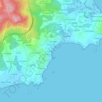 A Rochela topographic map, elevation, terrain