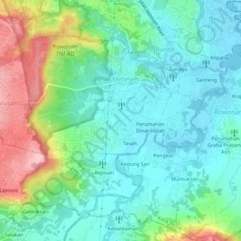 Perumahan Dinar Mas topographic map, elevation, terrain