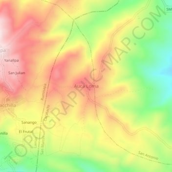 Auca Loma topographic map, elevation, terrain