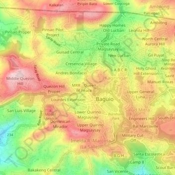 Kayang Extension topographic map, elevation, terrain